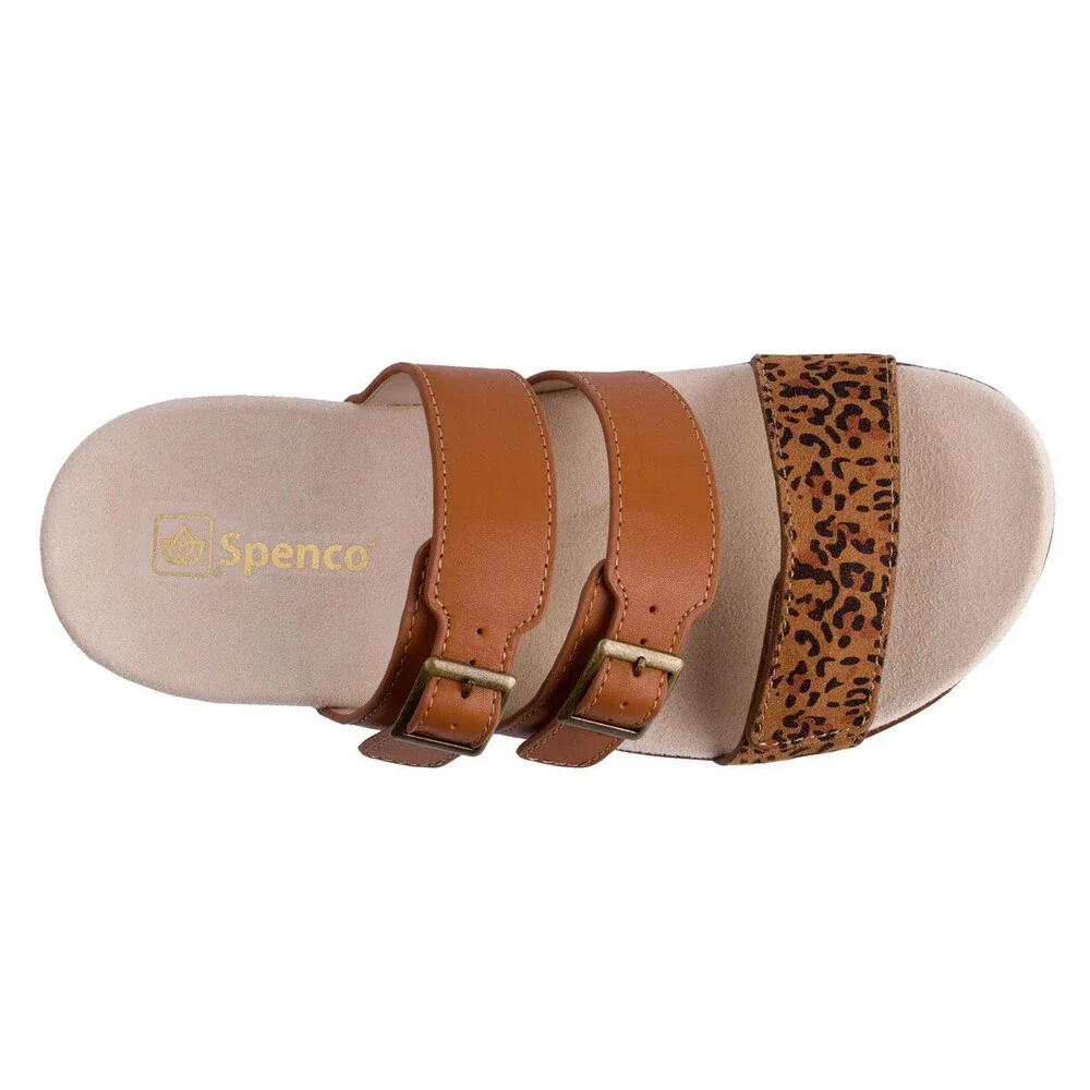 Spenco Revitalign Orchid Sandal Women 7.5 Saddle Cheetah Open Toe Slide HTAT1407